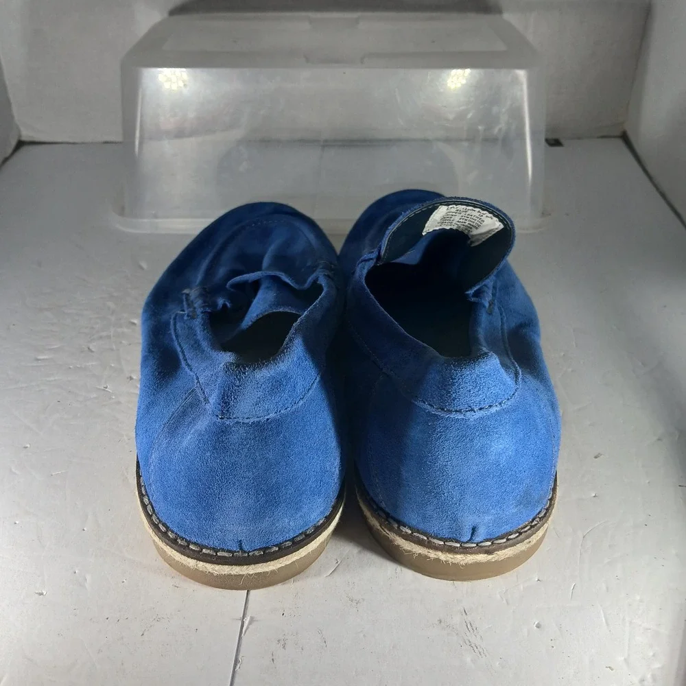 Steve Madden Levon Loafers 12 Blue Suede Penny Slip On Espadrille Trim Mens